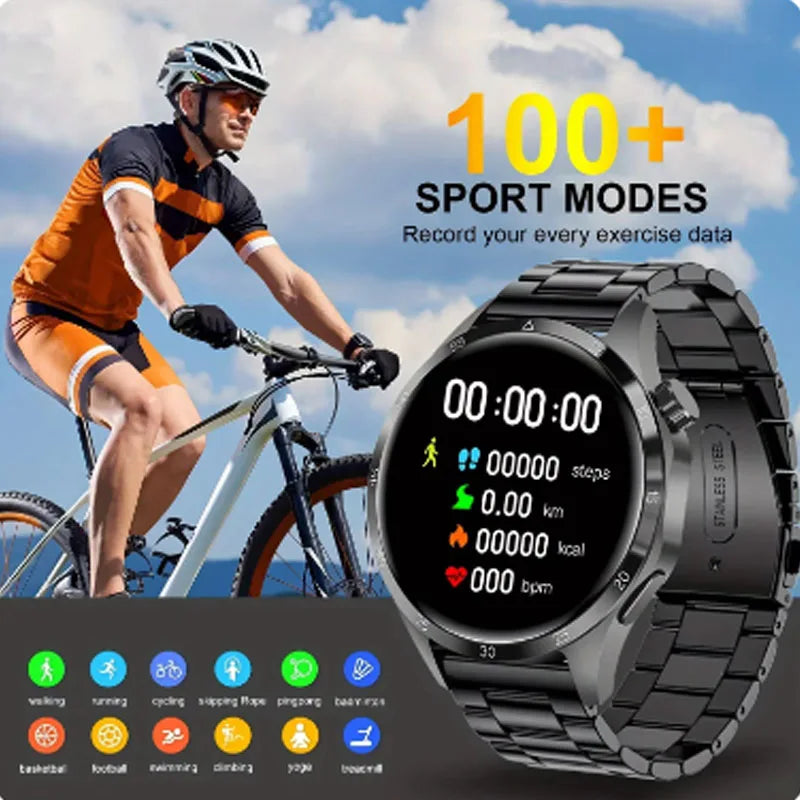 Black Watch For Tecno Pop 8 Infinix  Smart Watch Men AMOLED HD Screen Bluetooth Call NFC Health GPS Sport Smartwatch Women 2024