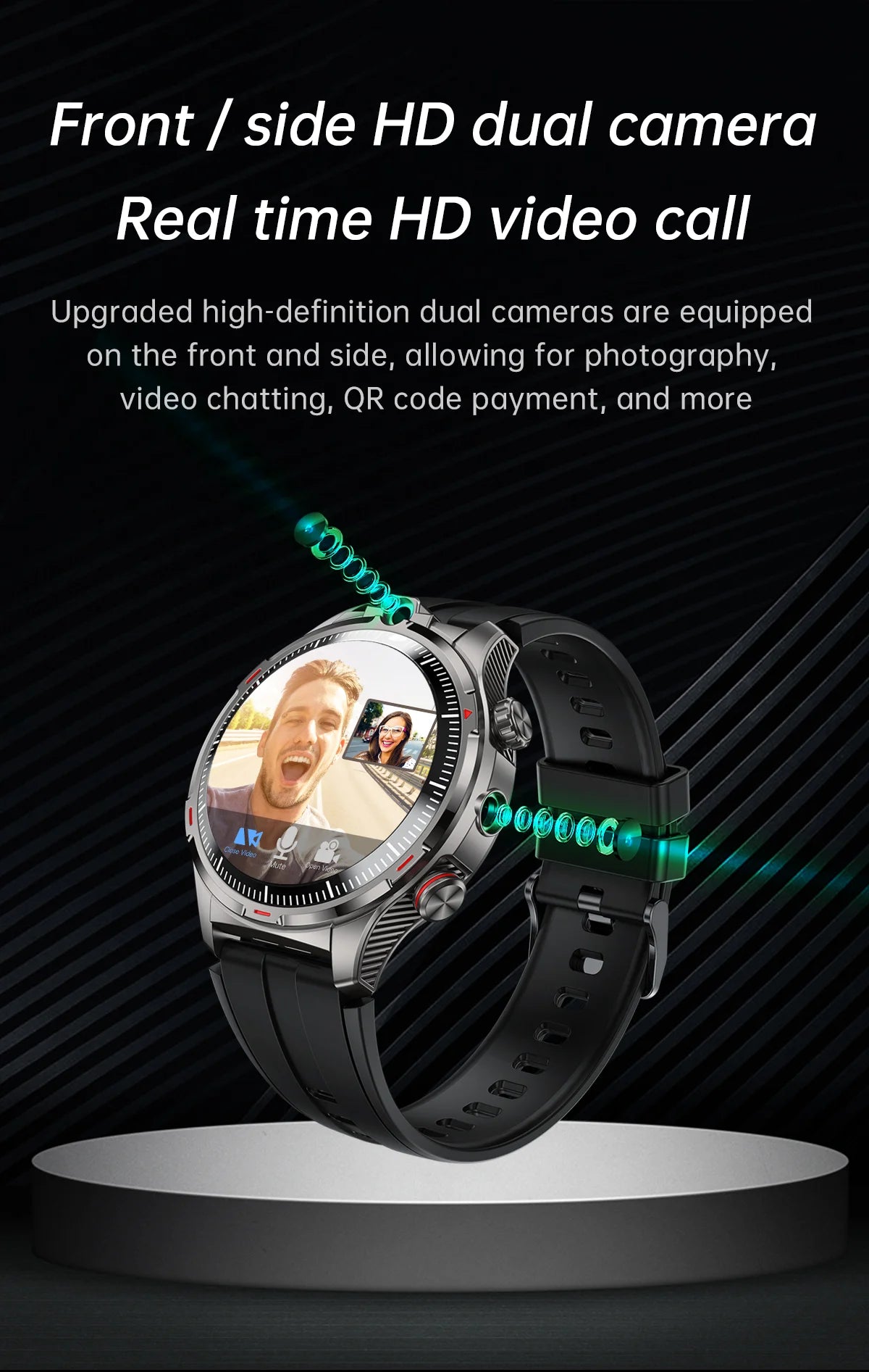 NEW 8GB+128GB 1000mAh Smart Watch Dual Camera For Youtube Video 4G SIM Calling WiFi Connectivity Application Download Smartwatch