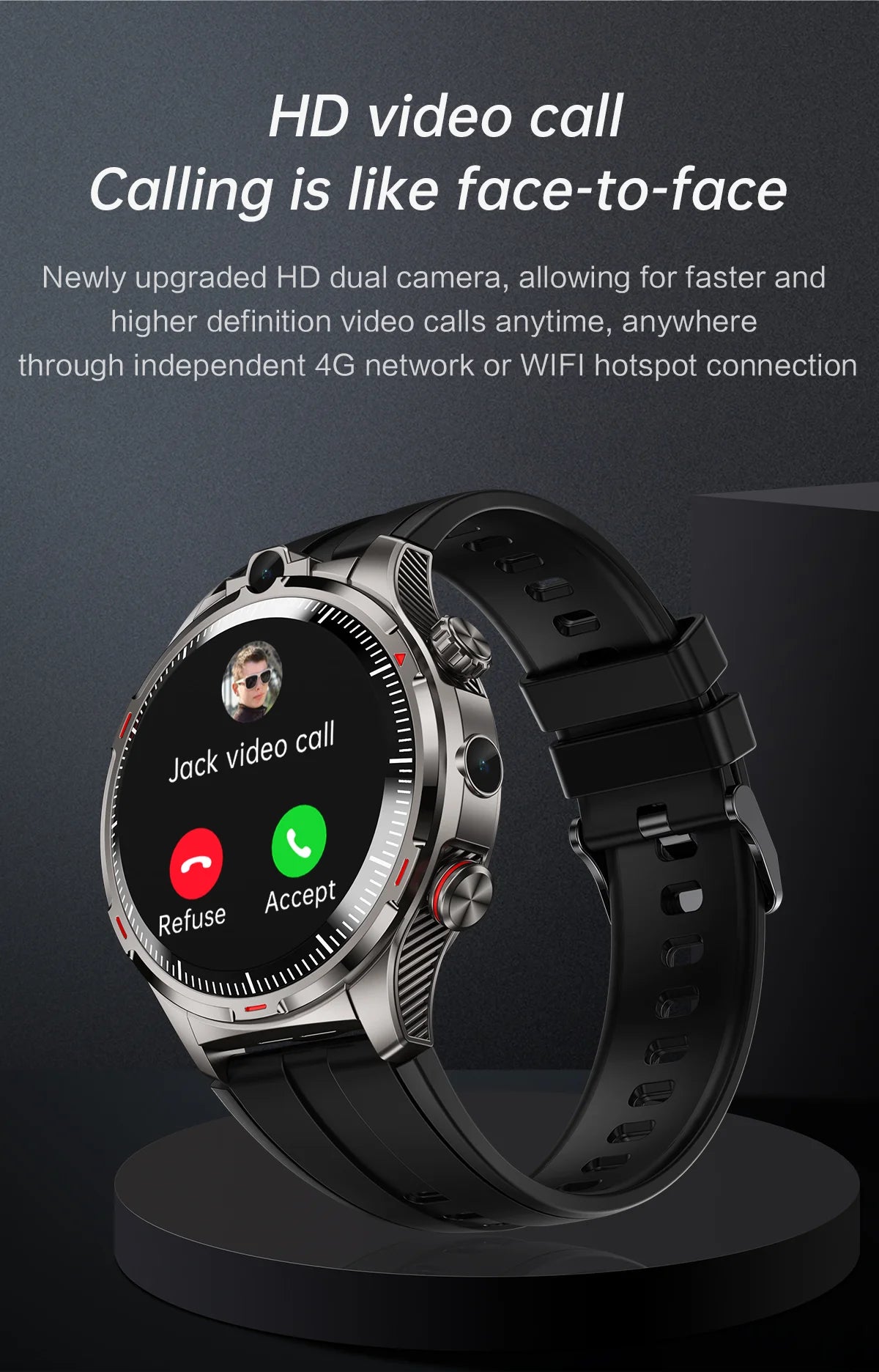 NEW 8GB+128GB 1000mAh Smart Watch Dual Camera For Youtube Video 4G SIM Calling WiFi Connectivity Application Download Smartwatch