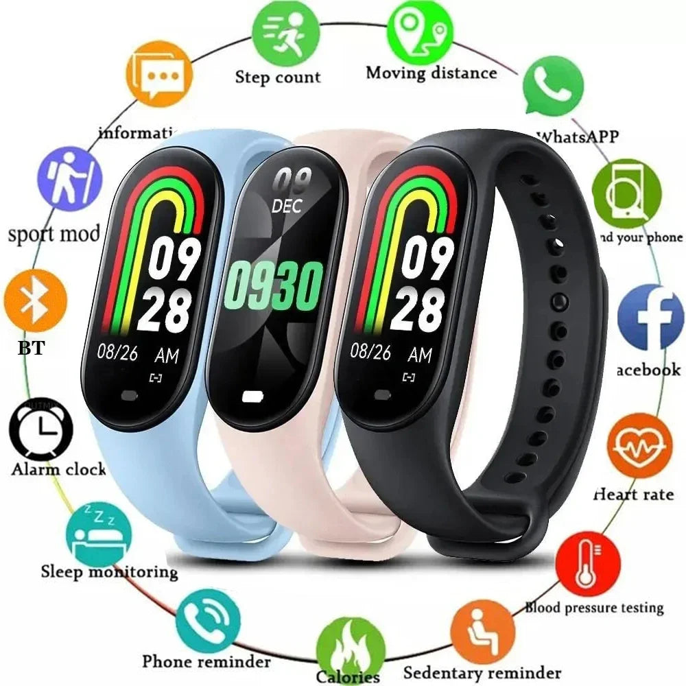 2024 M8 Smart Watch Color Screen Step Counting Multi Sport Mode Message Reminder Photography Music Remote Control Smart Band