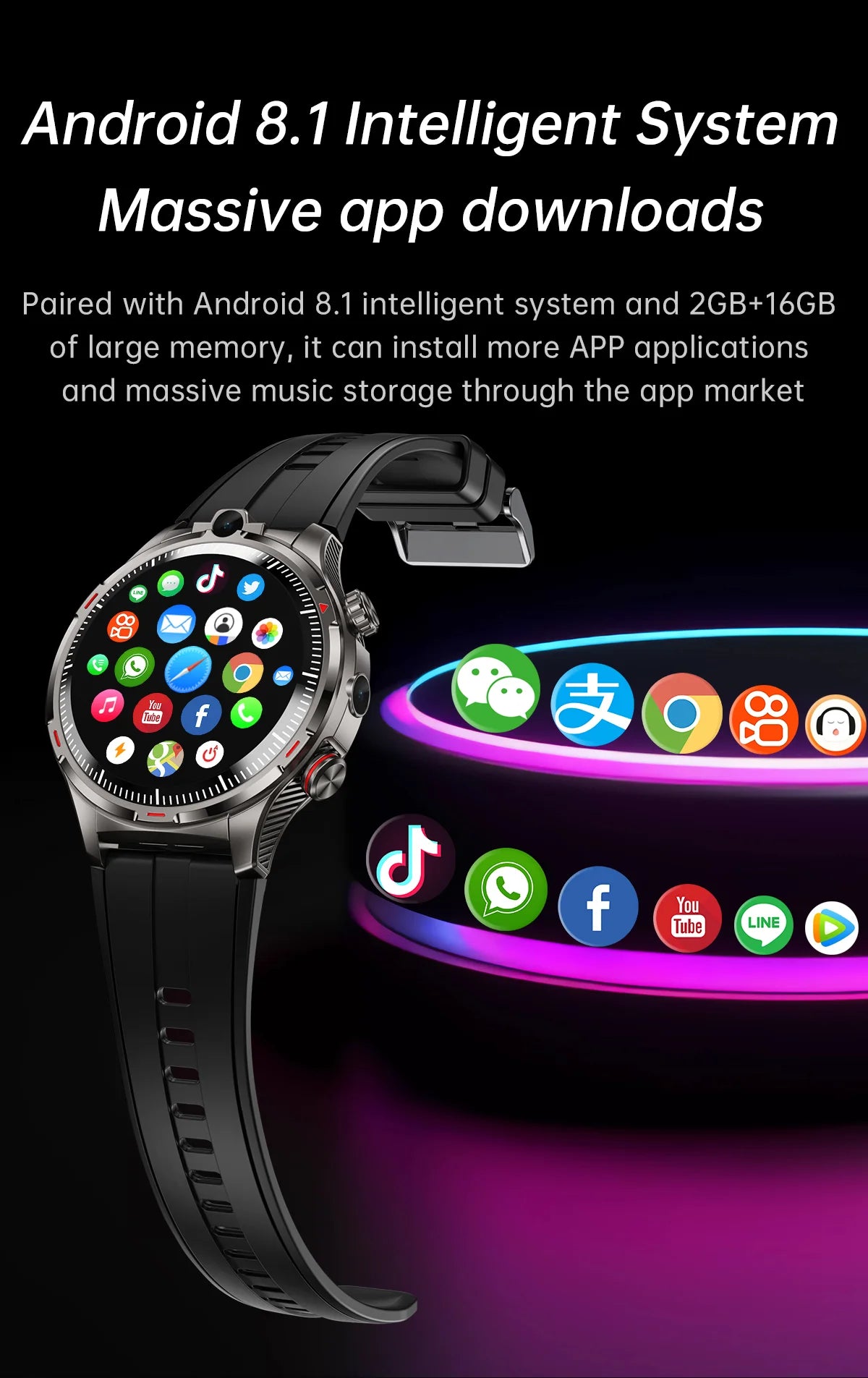 NEW 8GB+128GB 1000mAh Smart Watch Dual Camera For Youtube Video 4G SIM Calling WiFi Connectivity Application Download Smartwatch