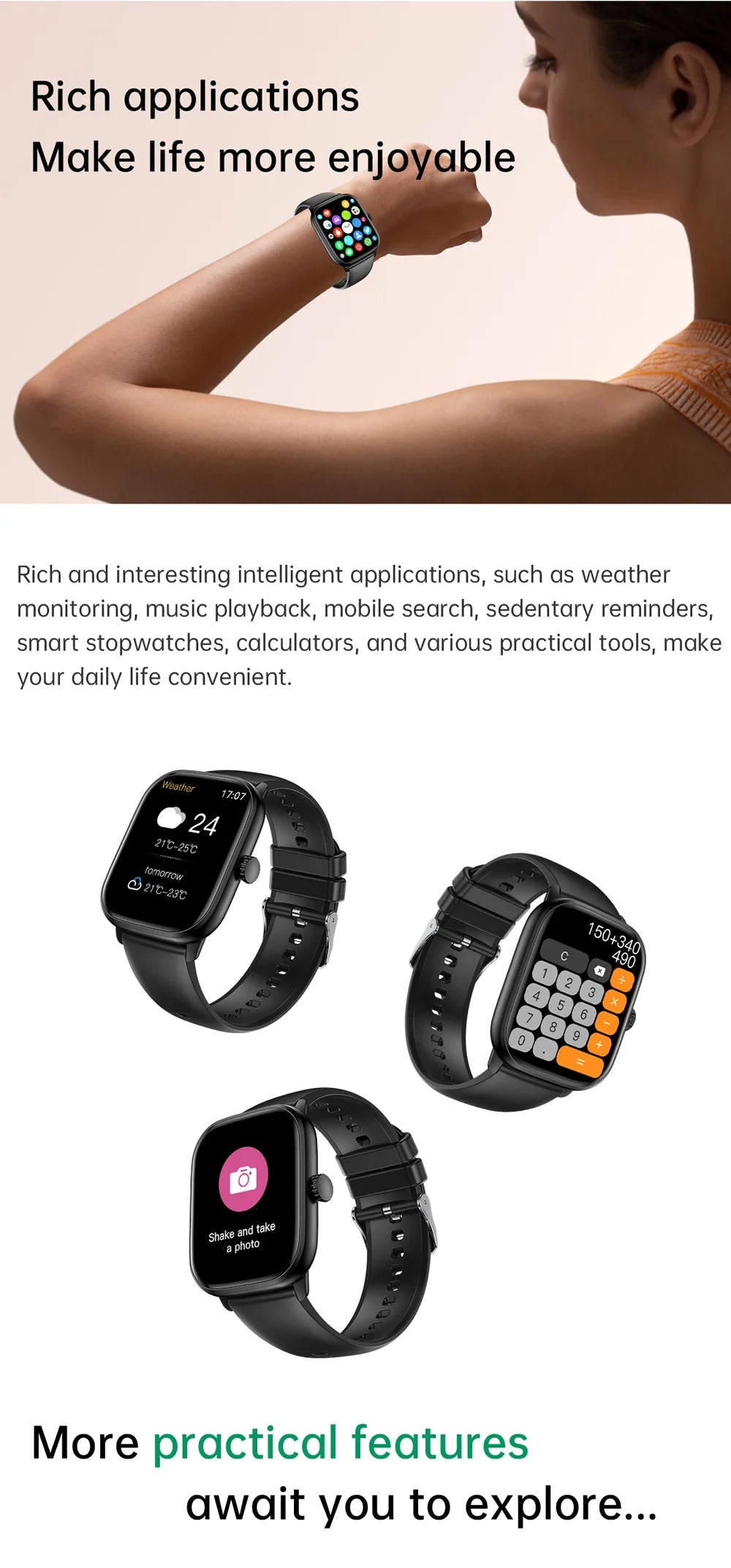 Smart Watch 2024 Bluetooth Call Music Smart Watches For Men 2.01" Full Touch Dial Fitness Tracker Waterproof Smartwatch