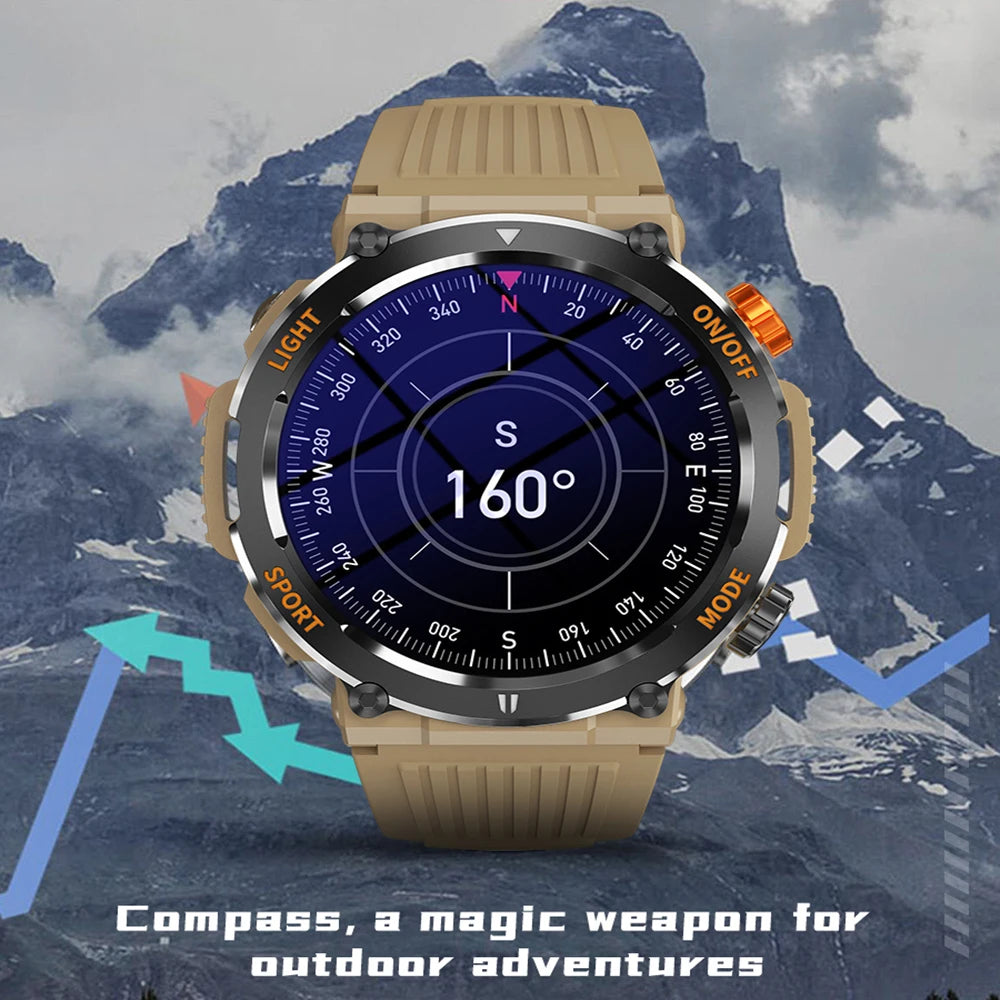 HT17 Smart Watch Men With Led Flash Light Compass Health tracker BlueTooth Call 450mAh Battery Smartwatch For Men Solid Outdoor