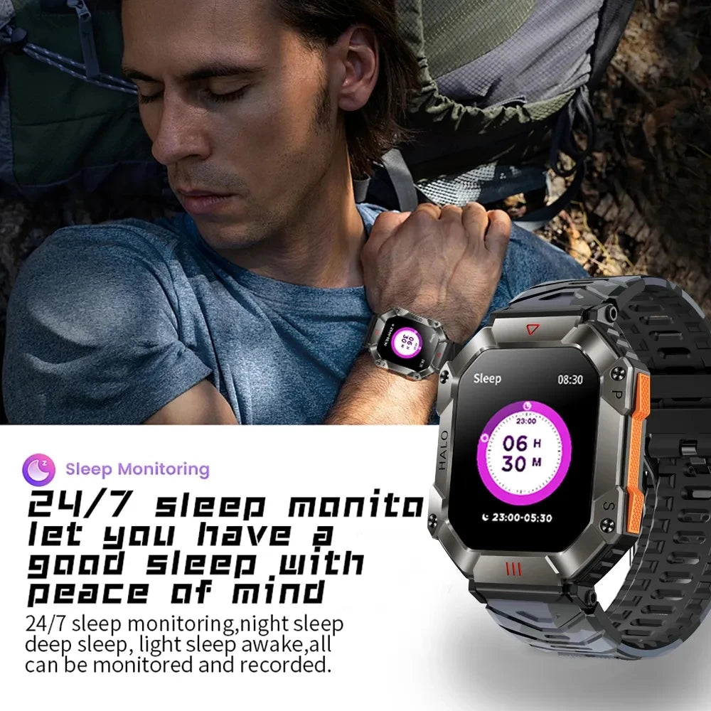 Men Smart Watch For Android IOS Fitness Watches Ip68 Waterproof Military Healthy Monitor AI Voice Bluetooth Call Smartwatch 2023