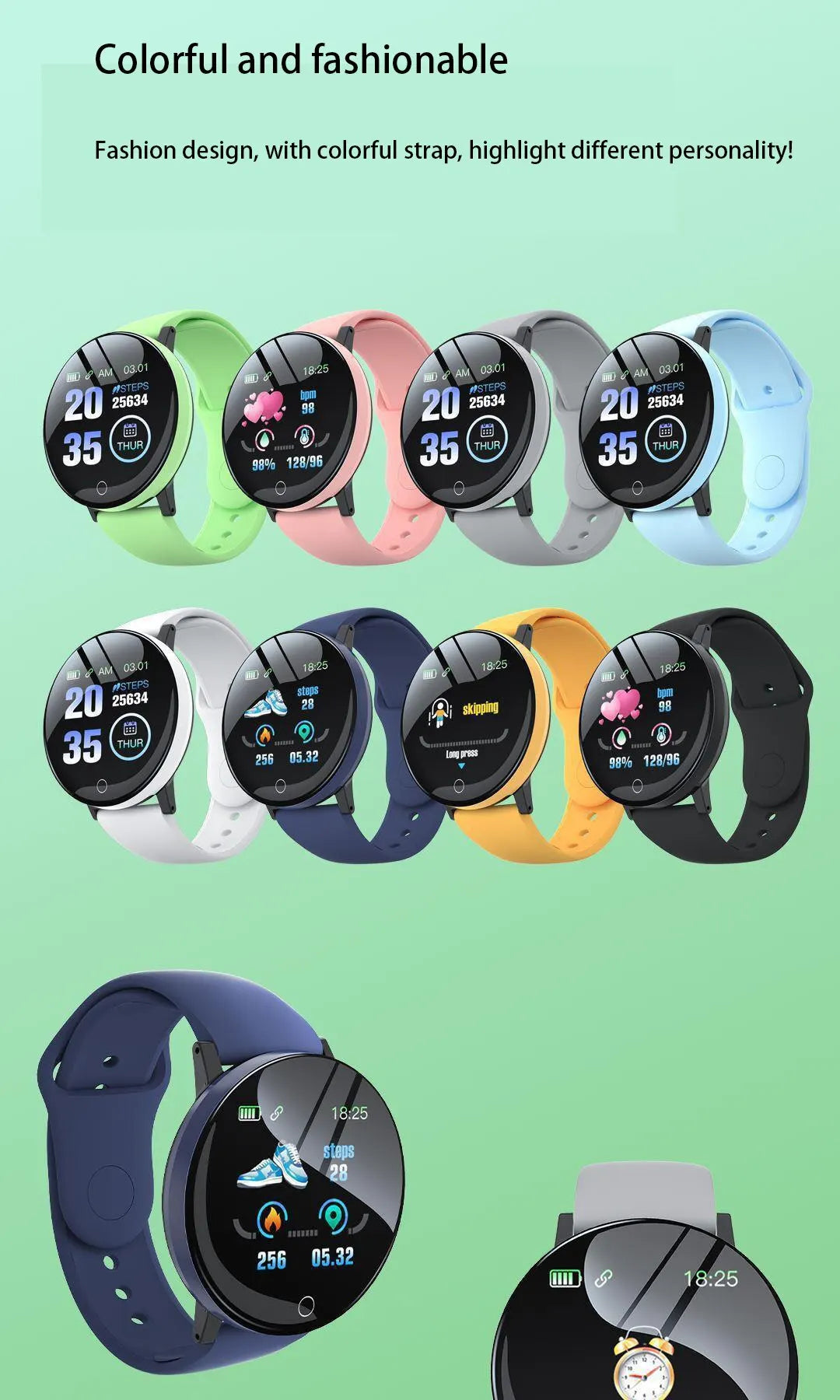 New D18 Multifunctional Smart Watch Men Women Bluetooth Connected Phone Music Fitness Sports Bracelet Sleep Monitor Smartwatch