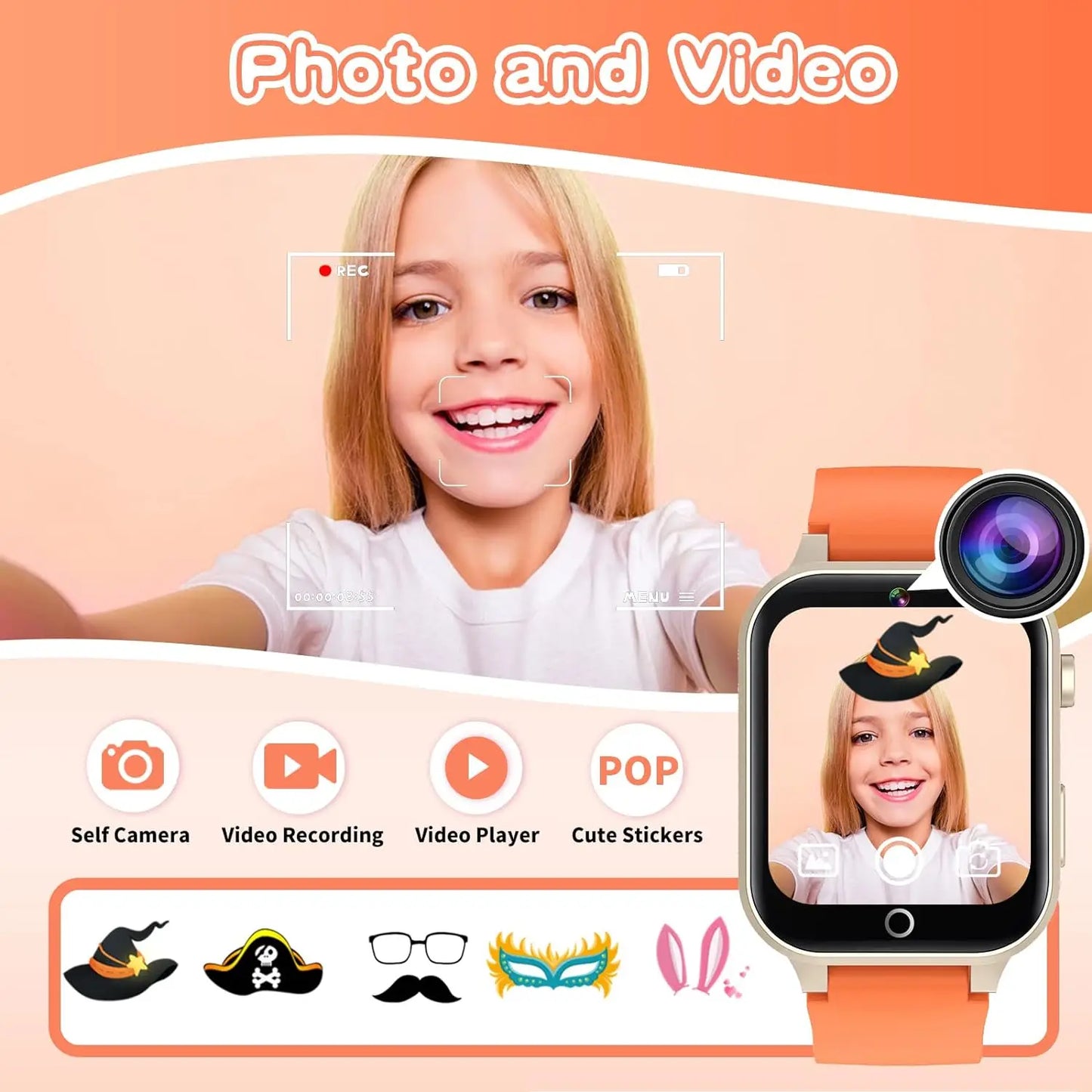 Kids Games Smart Watch for Age 5-12 Kids Gifts with 26 Games fun photo taking Music Player Pedometer Flashlight etc.