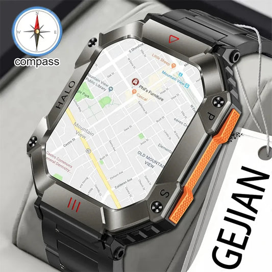 2024 New Men's Smart Watch Compass GPS Movement Track Smartwatch 650 mAh Large Battery Durable Military Smart Watches for Men