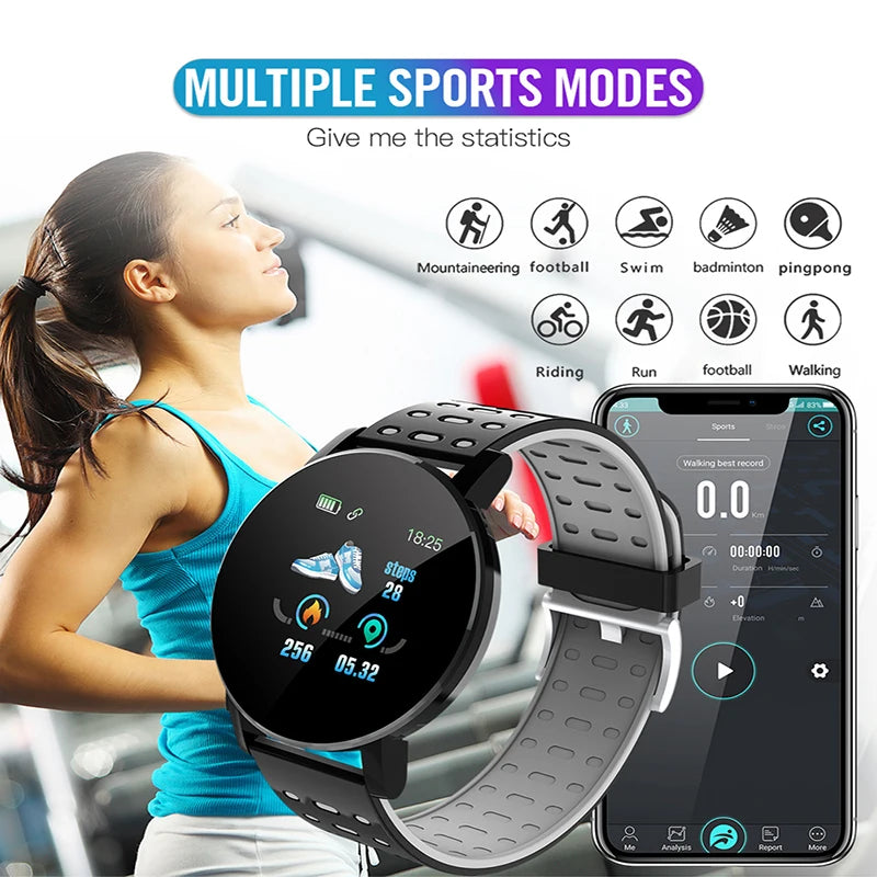 Reloj 119 Plus Smart Watch 2024 Fashion Round Bluetooth Waterproof Sports Tracker Fitness Clock For Android IOS Fit Men Women