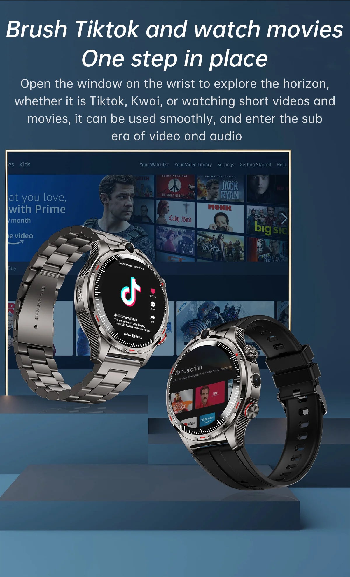 NEW 8GB+128GB 1000mAh Smart Watch Dual Camera For Youtube Video 4G SIM Calling WiFi Connectivity Application Download Smartwatch