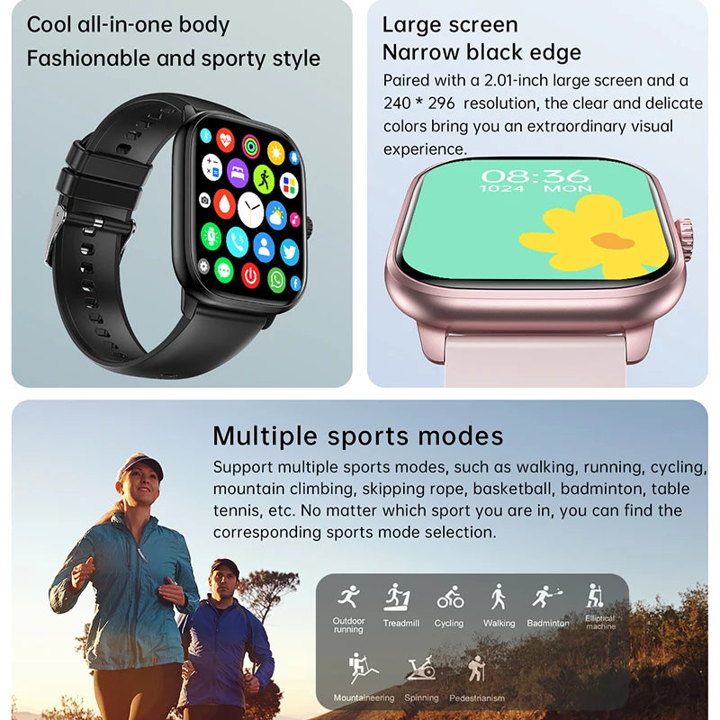 Smart Watch 2024 Bluetooth Call Music Smart Watches For Men 2.01" Full Touch Dial Fitness Tracker Waterproof Smartwatch