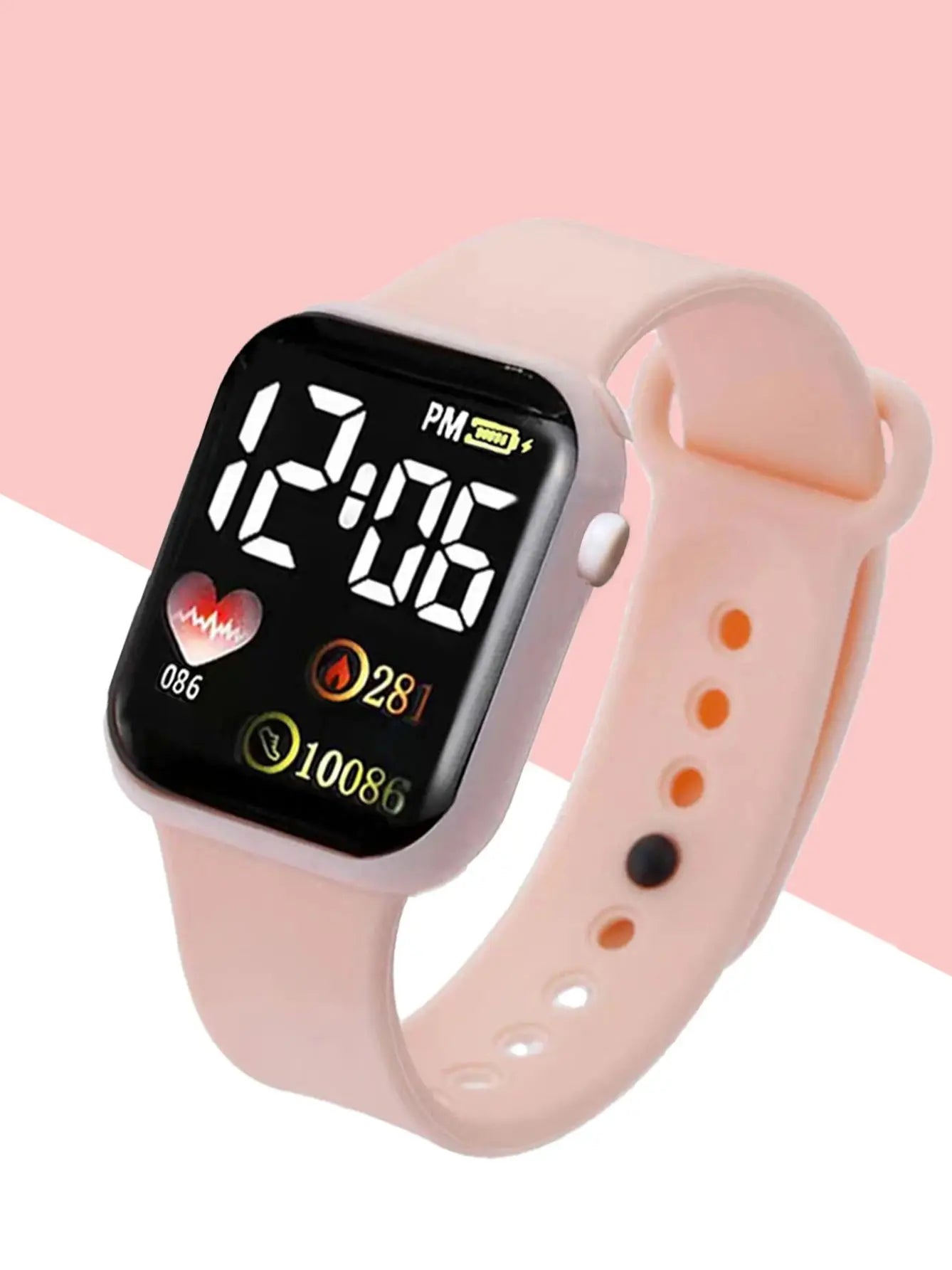 Leisure sports pink silicone rectangular women's electronic watch gift watch set for friends