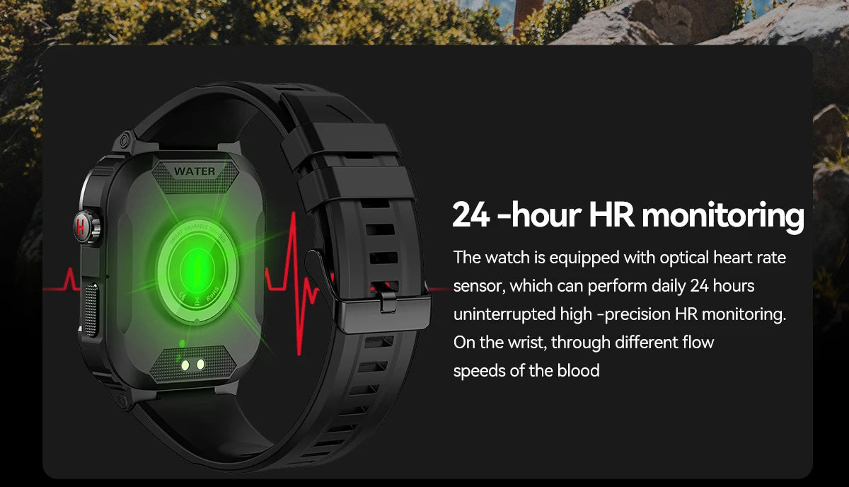 Men Smart Watch Military Healthy Monitor AI Voice Bluetooth Call Fitness Waterproof Sports Smartwatch for IOS Android Phone 2023