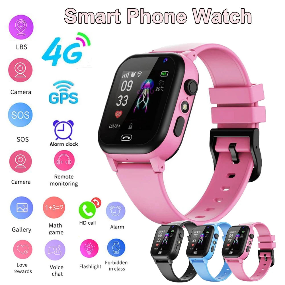 4G Smart Watch to SOS GPS Call LBS Tracker Location Sim Card Children Watches Multifunctional Clock Camera Chat Waterproof Watch