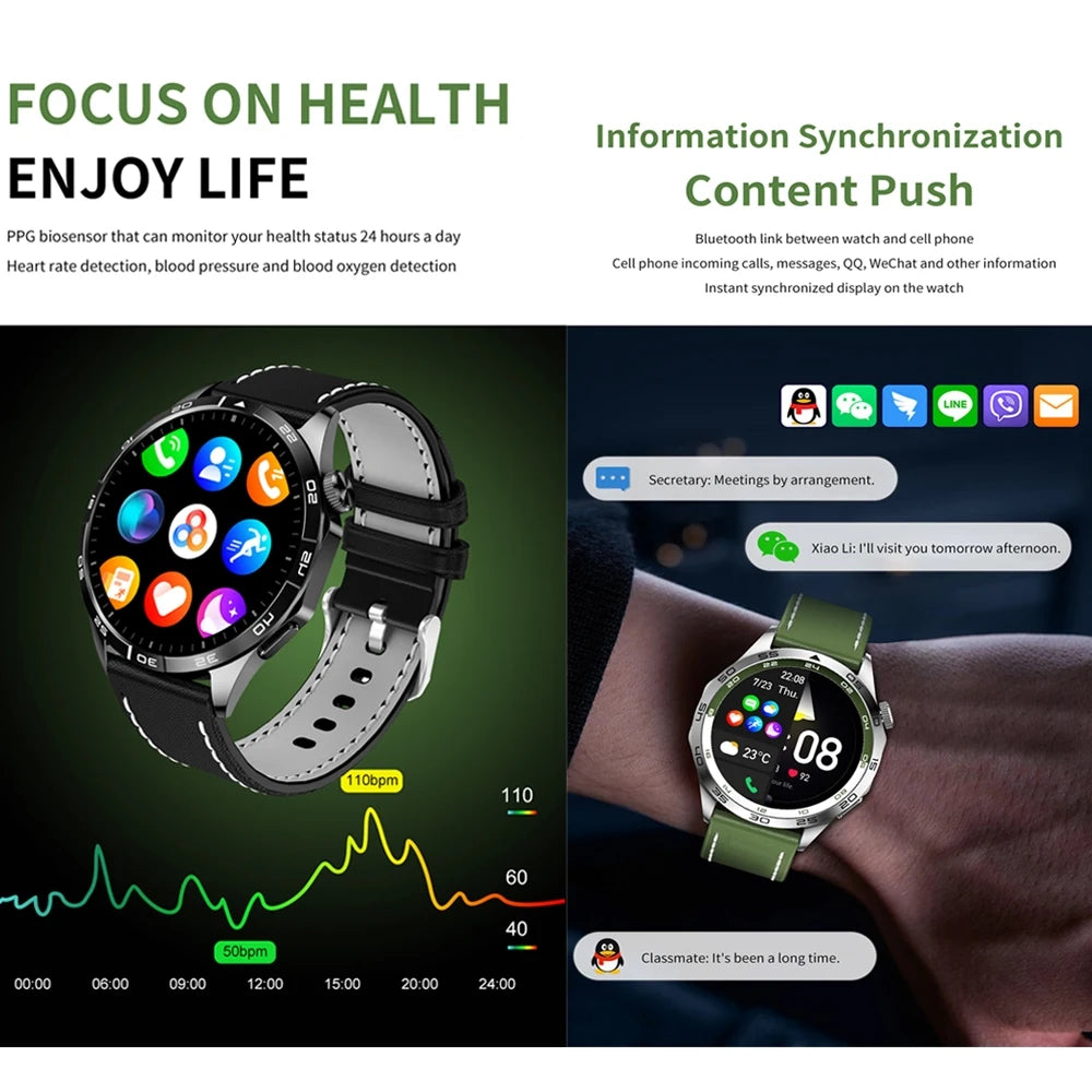 For Android IOS WATCH 4 Smart Watch Men GPS Tracker 1.43 Inch AMOLED 466*466 HD Screen Always Display Bluetooth Call Smartwatch