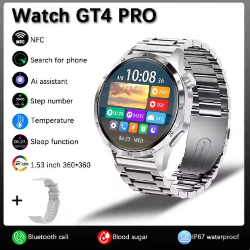 Black Watch For Tecno Pop 8 Infinix  Smart Watch Men AMOLED HD Screen Bluetooth Call NFC Health GPS Sport Smartwatch Women 2024