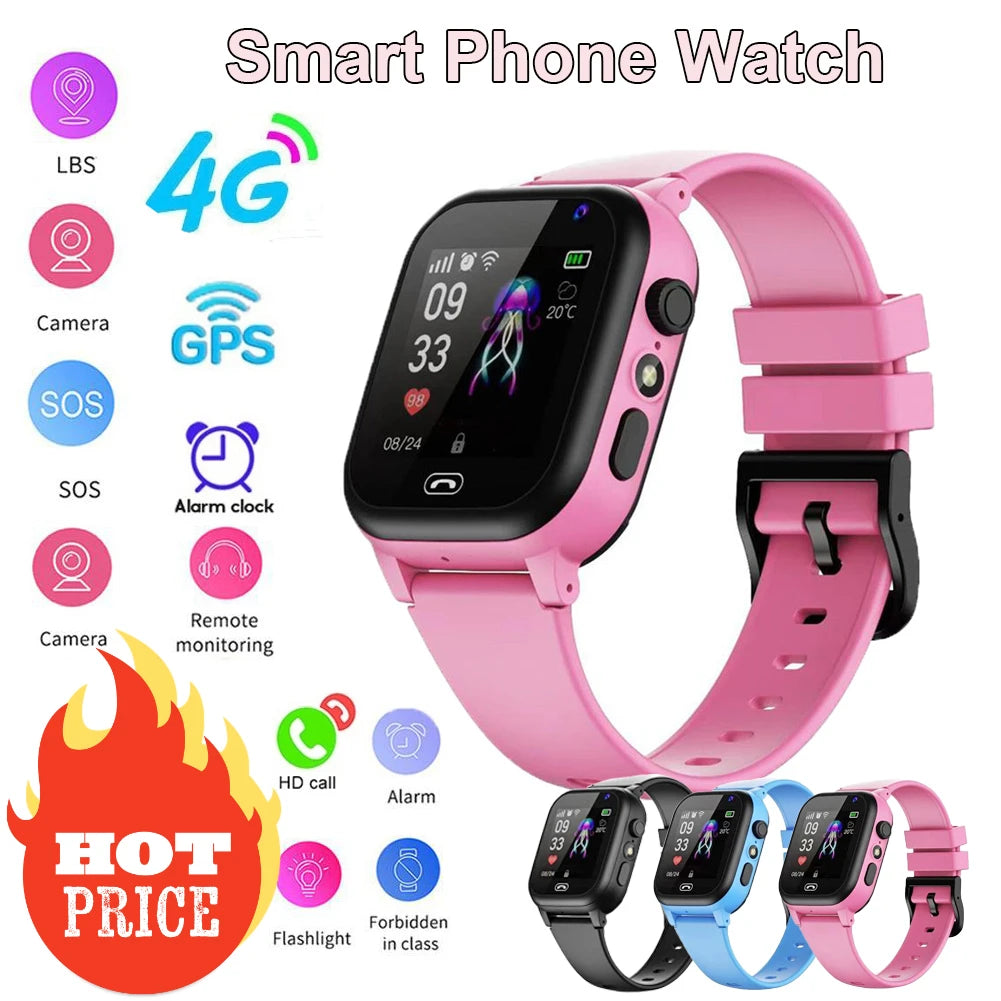 4G Smart Watch to SOS GPS Call LBS Tracker Location Sim Card Children Watches Multifunctional Clock Camera Chat Waterproof Watch