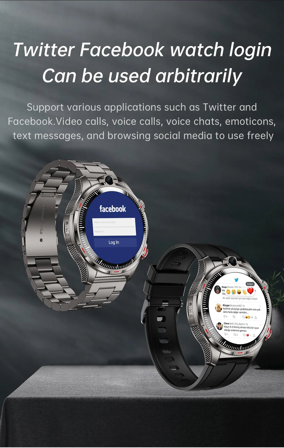 NEW 8GB+128GB 1000mAh Smart Watch Dual Camera For Youtube Video 4G SIM Calling WiFi Connectivity Application Download Smartwatch