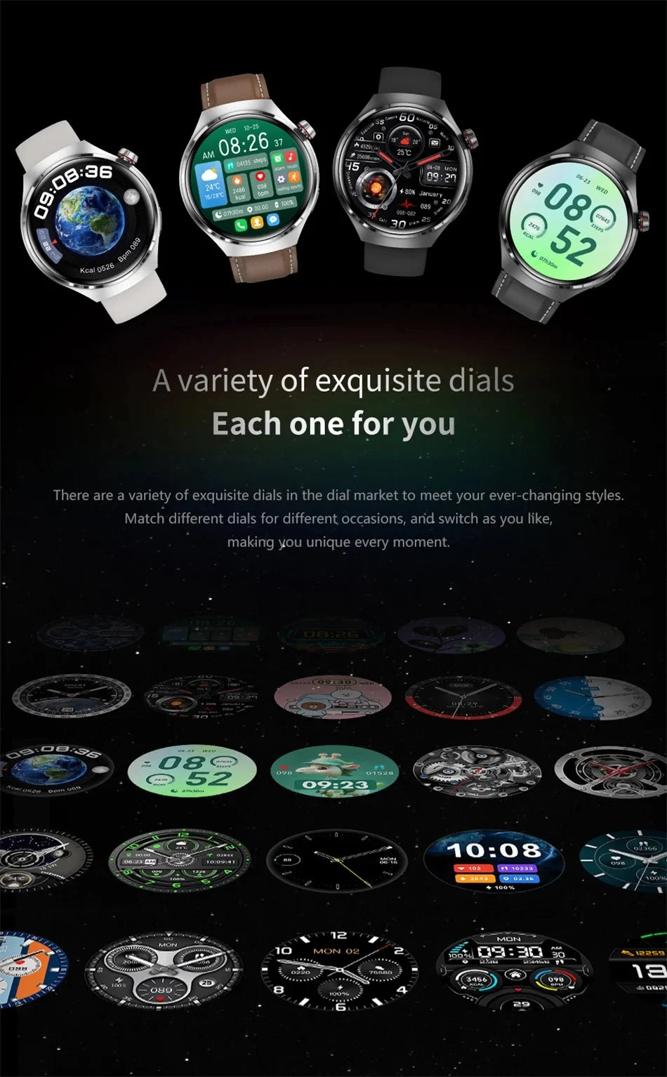 Black Watch For Tecno Pop 8 Infinix  Smart Watch Men AMOLED HD Screen Bluetooth Call NFC Health GPS Sport Smartwatch Women 2024