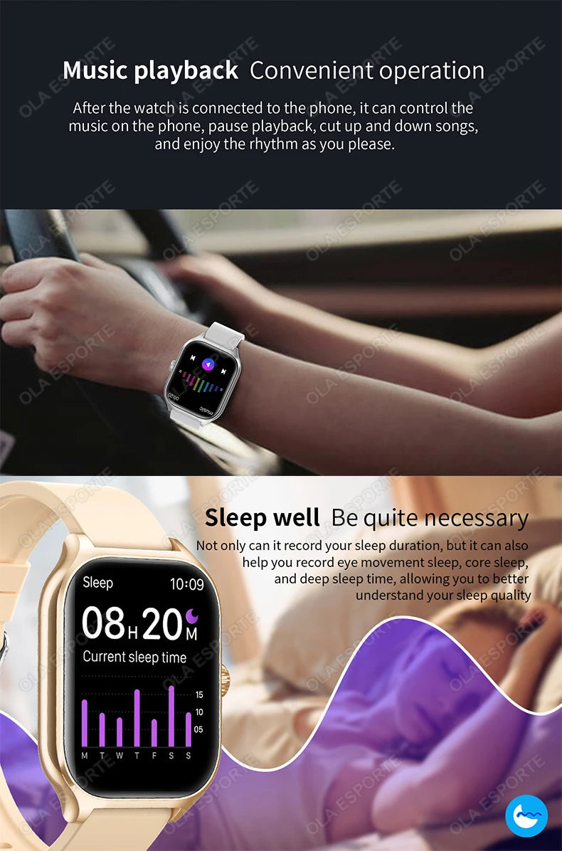 2024 New Smartwatch for Men Women 2.01" Big Color Screen Bluetooth Call Smart Watch Sports Health Monitoring Watch Step Counting