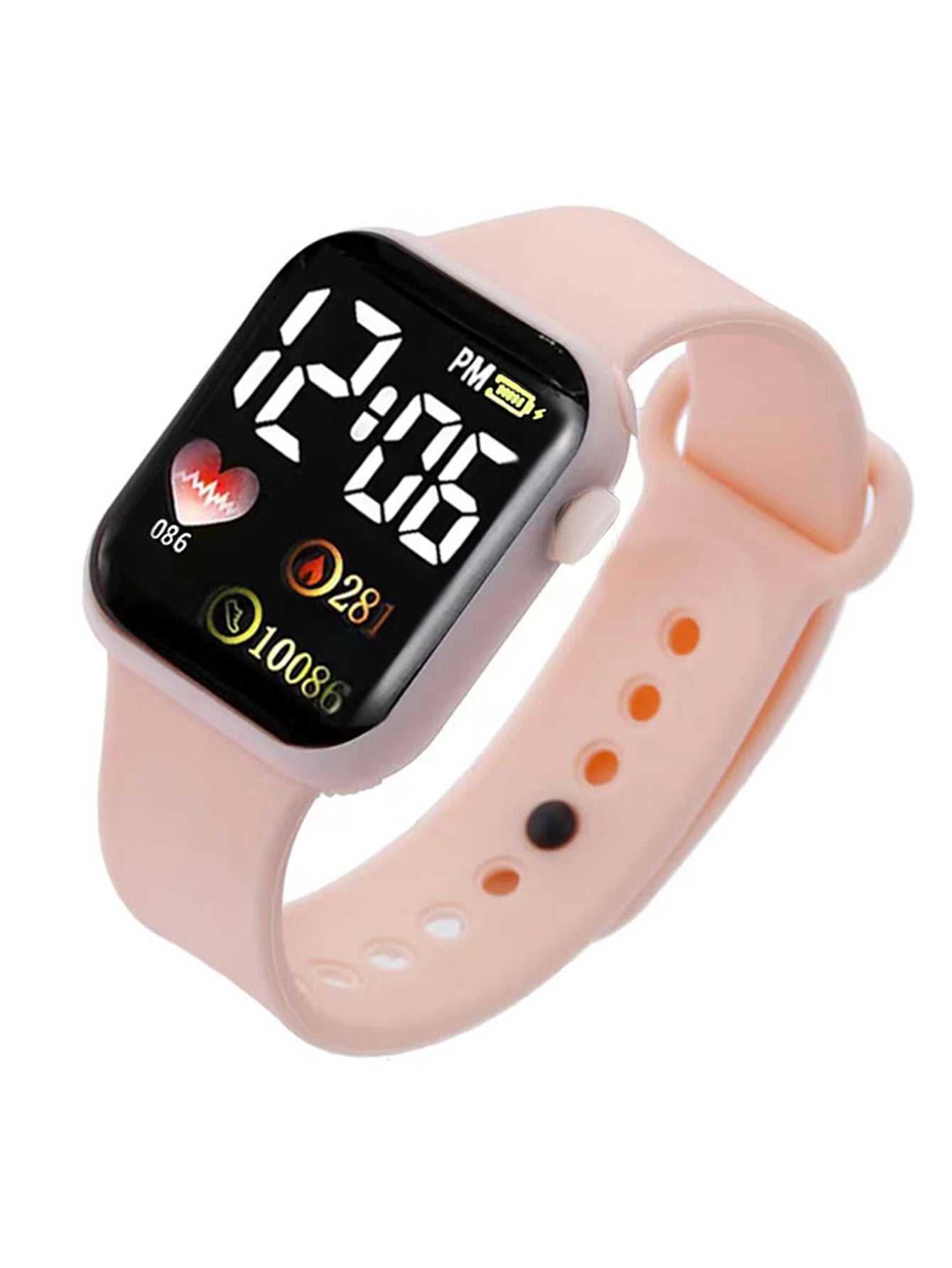 Leisure sports pink silicone rectangular women's electronic watch gift watch set for friends