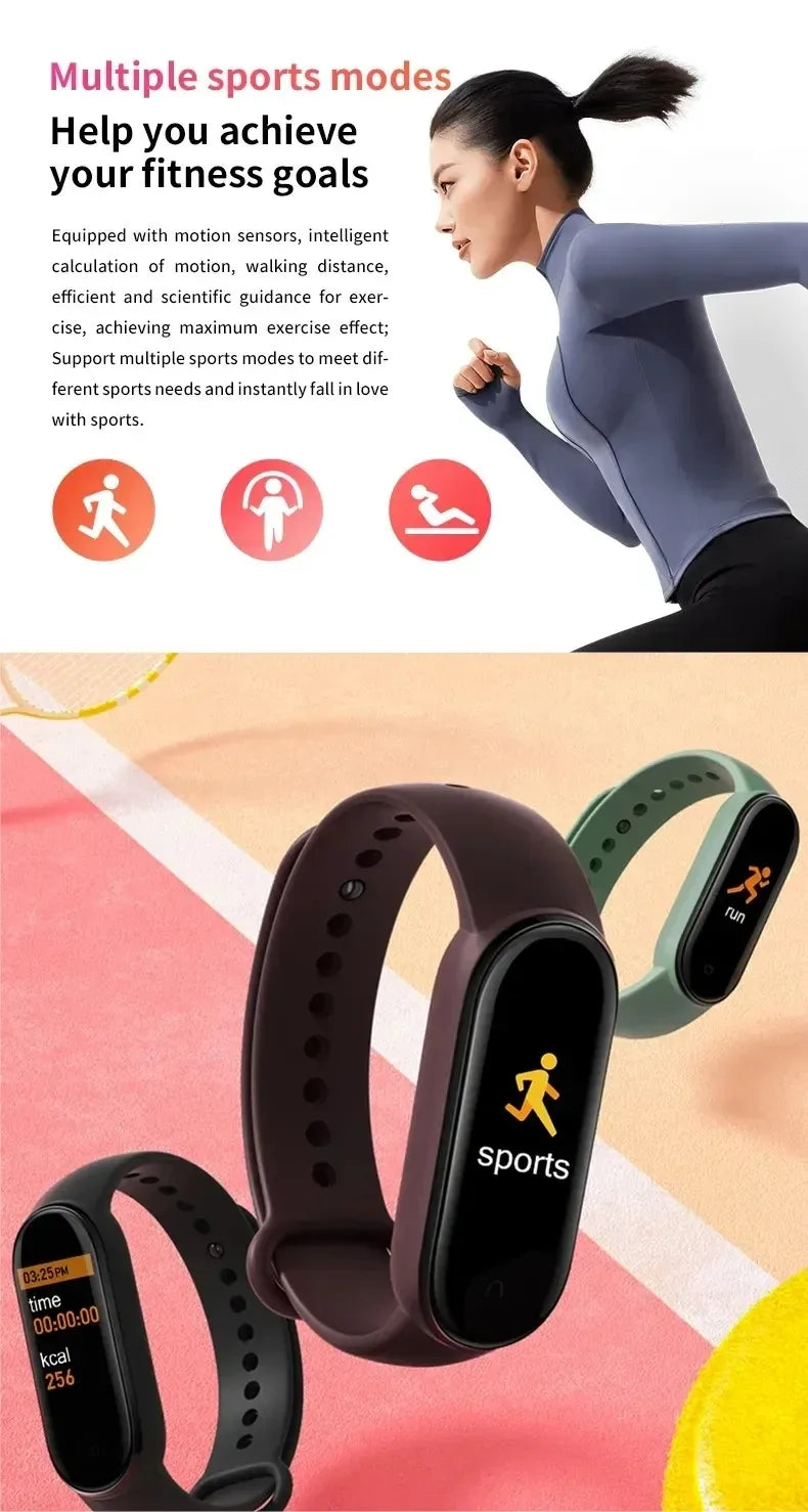 2024 M8 Smart Watch Color Screen Step Counting Multi Sport Mode Message Reminder Photography Music Remote Control Smart Band