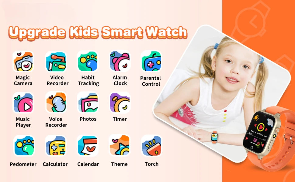 Kids Games Smart Watch for Age 5-12 Kids Gifts with 26 Games fun photo taking Music Player Pedometer Flashlight etc.