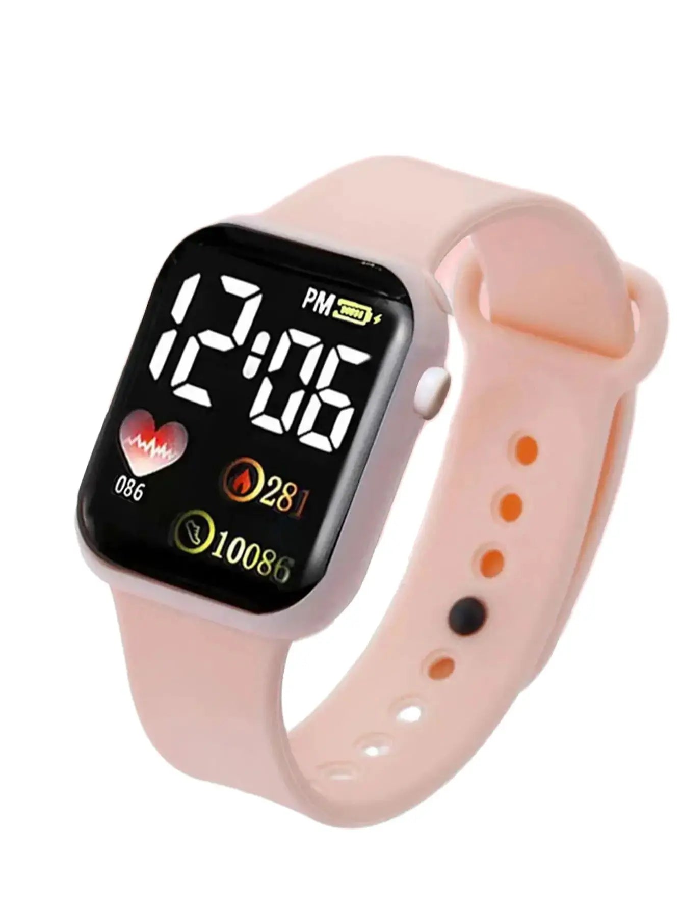 Leisure sports pink silicone rectangular women's electronic watch gift watch set for friends