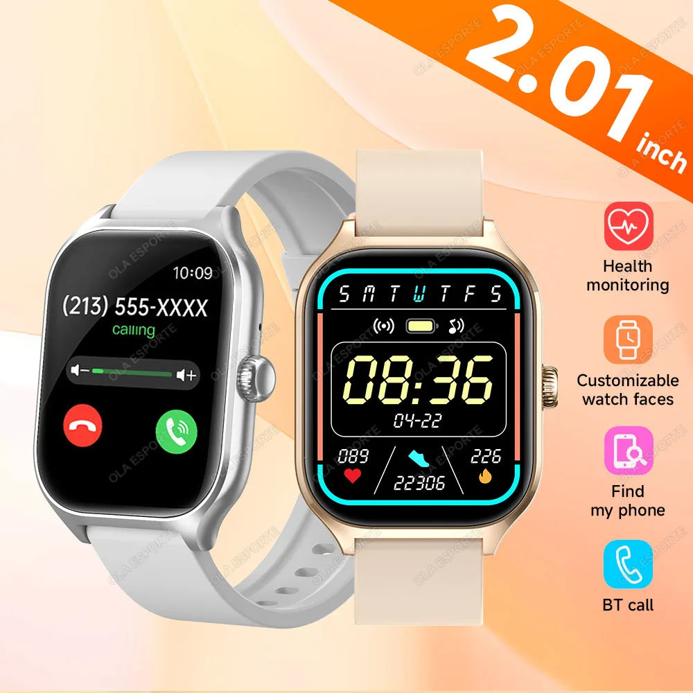 2024 New Smartwatch for Men Women 2.01" Big Color Screen Bluetooth Call Smart Watch Sports Health Monitoring Watch Step Counting