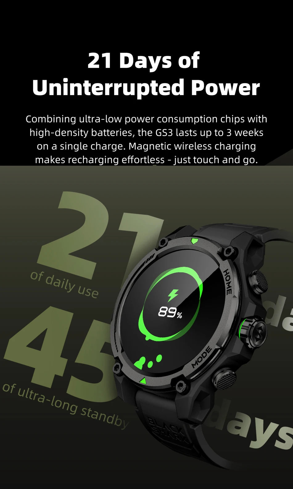 [World Premiere]Blackshark GS3 Smart Watch Global Version 1.43" AMOLED Display 5ATM AI Watch Faces GPS Satellite Positioning