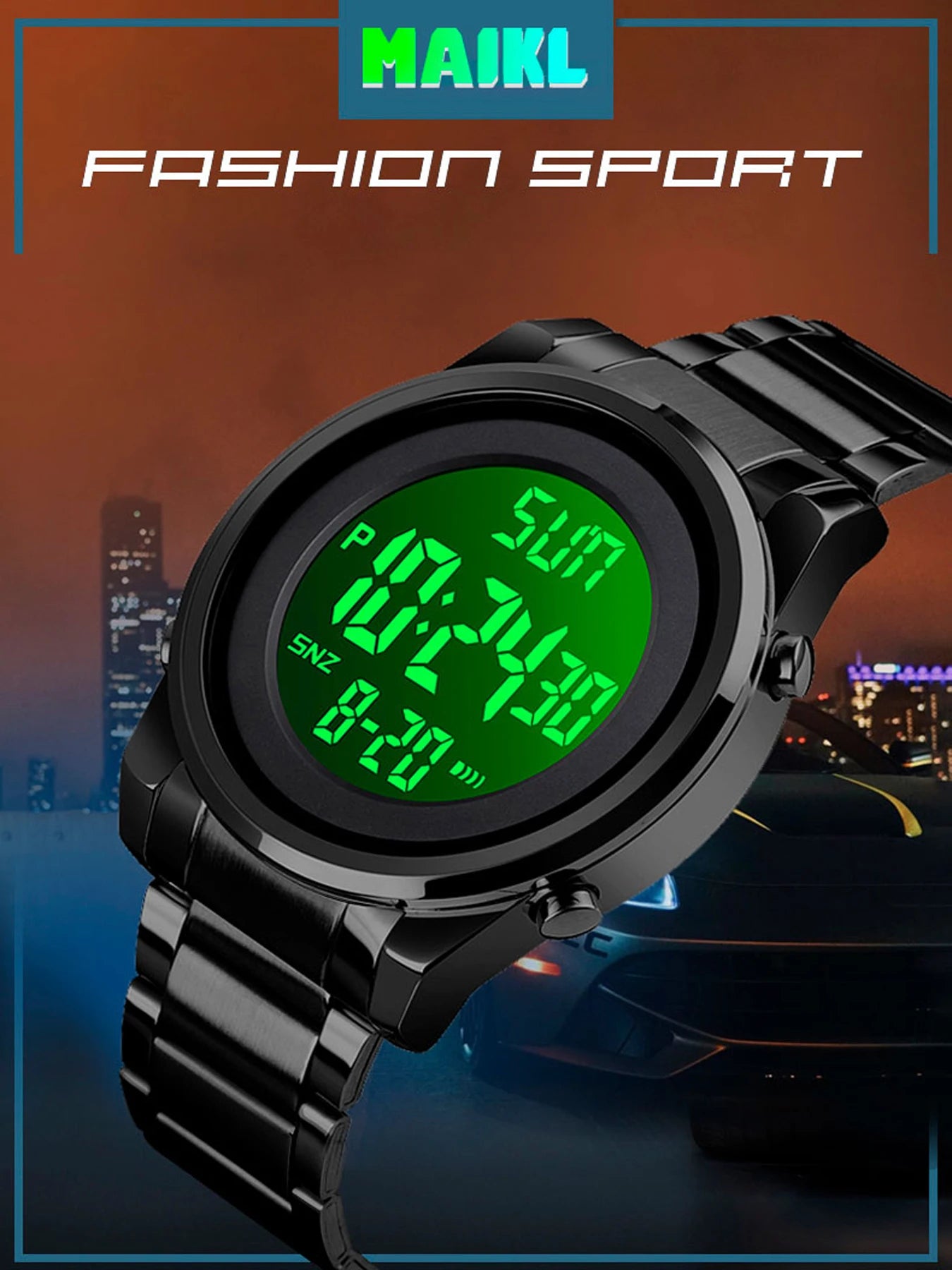 MAIKL LED Digital Watches Men 2 Time Electron Wristwatch Military Countdown Waterproof Sports Alarm Men Clock reloj hombre